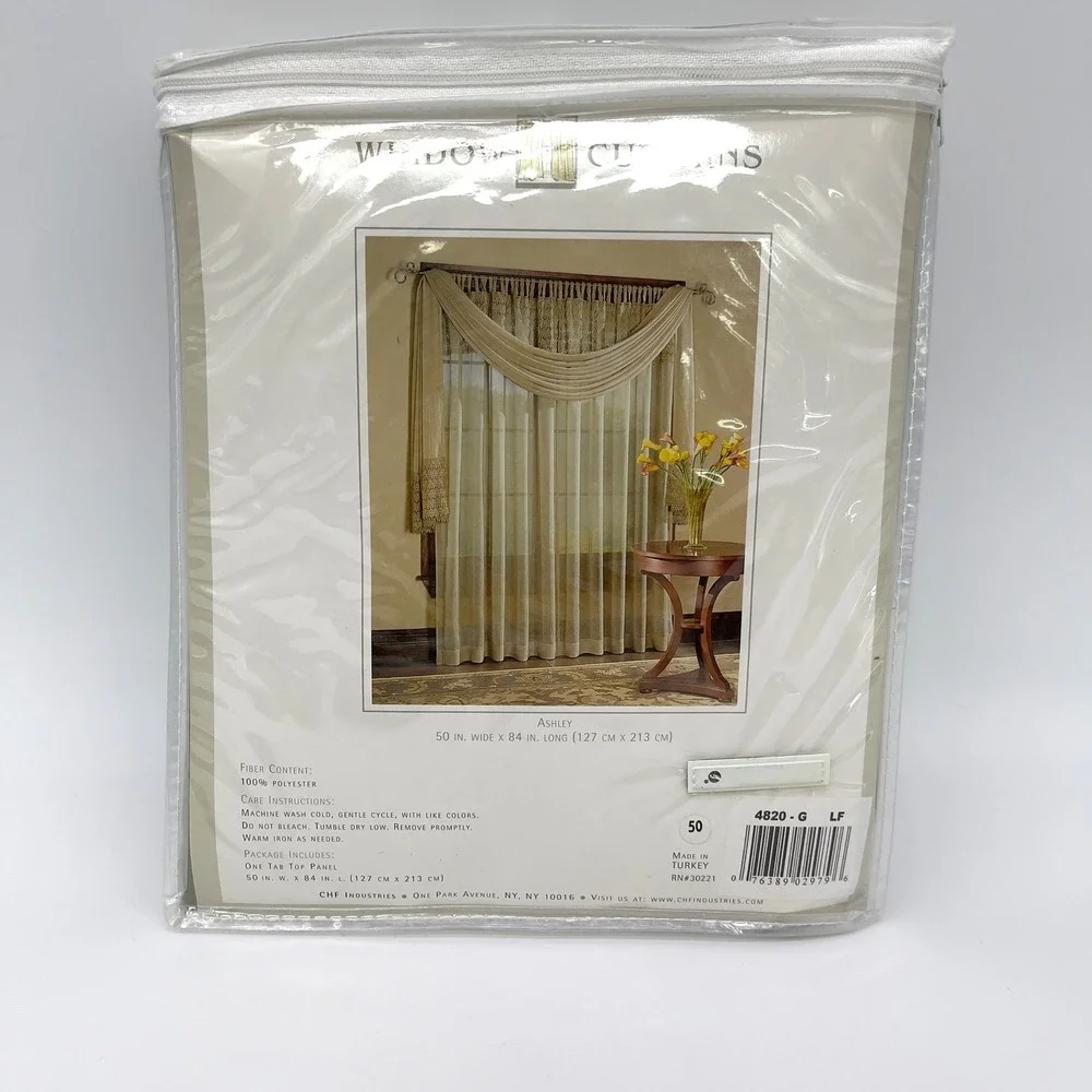 Vintage Crochet TOP Lace Curtain Panel Cottagecore Valance Ashley 50x 84 NOS